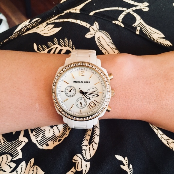 Michael Kors Accessories - Michael Kors Gold White chronograph watch